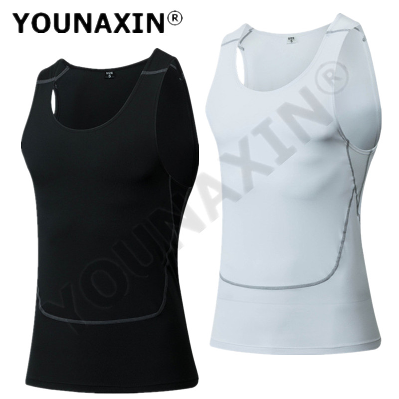 Base Layer Top - Uomo nero Sport Skinny Vest stretto