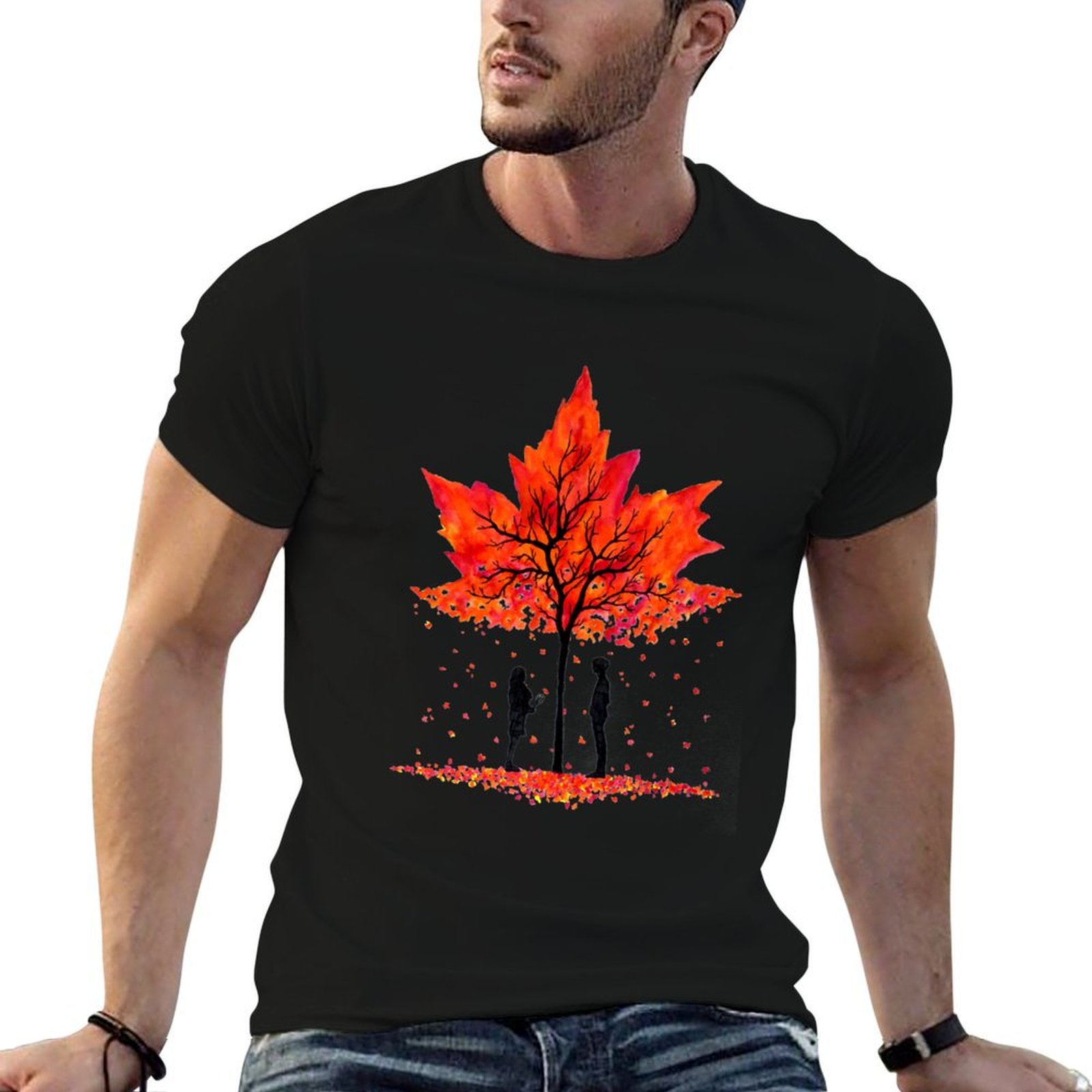 Undershirt Crew Neck - T-shirt Love under the Maple Tree,